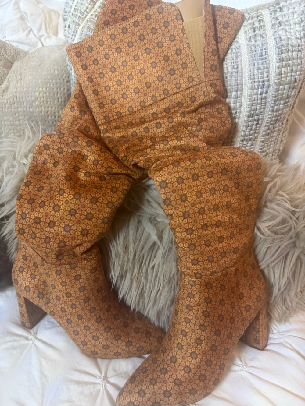 Stylish Orange Patterned Over Knee Boots - Jessica Simpson